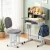 Keezi Kids Adjustable Ergonomic Study Desk & Chair Set with LED Lamp, Metal Drawer, Green - Height Adjustable 64-76cm