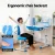 Keezi Ergonomic Kids Study Desk & Chair Set, Adjustable Height, Tiltable Desktop, LED Lamp, Blue, Durable Iron/MDF/PP