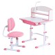 Keezi Kids Ergonomic Pink Study Desk & Chair Set with Adjustable Height, LED Lamp, Tiltable Table, Storage Drawer