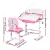 Keezi Kids Ergonomic Pink Study Desk & Chair Set with Adjustable Height, LED Lamp, Tiltable Table, Storage Drawer