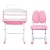 Keezi Kids Ergonomic Pink Study Desk & Chair Set with Adjustable Height, LED Lamp, Tiltable Table, Storage Drawer