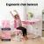 Keezi Kids Ergonomic Pink Study Desk & Chair Set with Adjustable Height, LED Lamp, Tiltable Table, Storage Drawer