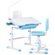 Keezi Adjustable Kids Study Desk and Chair Set with LED Lamp - Ergonomic Blue Design, Non-Toxic Material, 3+ Years