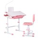 Keezi Adjustable Kids Study Desk & Chair Set with LED Lamp, Pink - Ergonomic Design, MDF & PP Material, Ages 3+ Keezi Adjustable Kids Study Desk & Chair Set with LED Lamp, Pink - Ergonomic Design, MDF & PP Material, Ages 3+