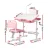 Keezi Adjustable Kids Study Desk & Chair Set with LED Lamp, Pink - Ergonomic Design, MDF & PP Material, Ages 3+