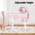 Keezi Adjustable Kids Study Desk & Chair Set with LED Lamp, Pink - Ergonomic Design, MDF & PP Material, Ages 3+