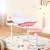 Keezi Adjustable Kids Study Desk & Chair Set with LED Lamp, Pink - Ergonomic Design, MDF & PP Material, Ages 3+