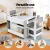 Keezi 4-in-1 Kids Wooden Activity Table Set with Storage, Reversible Blackboard/Whiteboard, 2 Grey Ergonomic Chairs