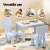 Keezi Kids Table and 2 Chairs Set Blue, Non-Toxic PP, Sturdy, Easy Clean, Ages 3+, 75x52.5x49cm, Indoor