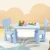 Keezi Kids Table and 2 Chairs Set Blue, Non-Toxic PP, Sturdy, Easy Clean, Ages 3+, 75x52.5x49cm, Indoor