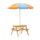 Keezi Kids Outdoor Wooden Picnic Table Set with Adjustable Umbrella, Sand Pit, and Storage - Safe, Durable, Fun!