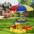 Keezi Kids Outdoor Table & Chairs Set with Adjustable Umbrella, Multicoloured Plastic, for Ages 3-6, Indoor/Outdoor Fun Keezi Kids Outdoor Table & Chairs Set with Adjustable Umbrella, Multicoloured Plastic, for Ages 3-6, Indoor/Outdoor Fun