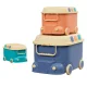 Keezi 3PCS Toy Storage Box Set - Car-Shaped, Durable Polypropylene, 3 Sizes, Building Block Lid, Easy Carry Handles