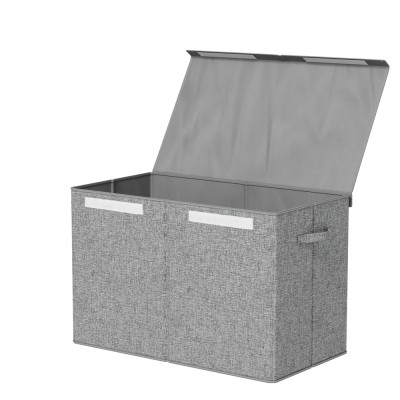 Keezi Large Grey Toy Box Chest with Flip-Top Lid, Collapsible Linen Organiser, 83L Storage, No Assembly Required Keezi Large Grey Toy Box Chest with Flip-Top Lid, Collapsible Linen Organiser, 83L Storage, No Assembly Required