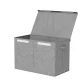 Keezi Large Grey Toy Box Chest with Flip-Top Lid, Collapsible Linen Organiser, 83L Storage, No Assembly Required