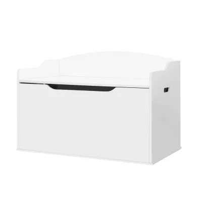Keezi Kids 2-in-1 Toy Storage Bench - White MDF, Safe Design, 78x46x54cm, Durable Lid Hinge, Easy Clean & Assemble