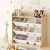 Keezi Kids Wooden Toy Box Organiser - 9 Bins, 4-Tier Bookshelf, Anti-Tip, Rounded Edges, 73x85x38cm, White