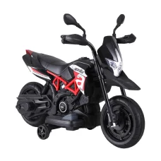 RIGO Aprilia Licenced Kids Electric Ride On Motorbike Dorsoduro 900, 6V, Twin Motors, Black, Ages 3+, 80x42x59cm,