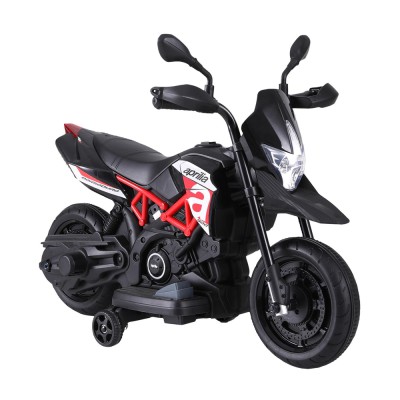 Aprilia Licenced Kids Electric Ride On Motorbike Dorsoduro 900, 6V, Twin Motors, Black, Ages 3+, 80x42x59cm,