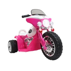 Rigo Kids Pink 6V Electric Police Motorcycle - Harley-Inspired, Anti-Slip Tyres, Music, 3+ Years, 25kg Capacity