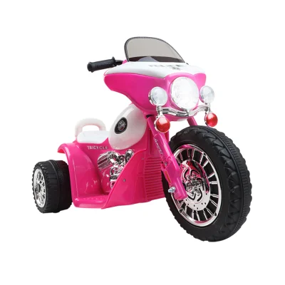 Rigo Kids Pink 6V Electric Police Motorcycle - Harley-Inspired, Anti-Slip Tyres, Music, 3+ Years, 25kg Capacity
