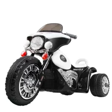RIGO Kids 6V Electric Police Motorcycle, Black, Harley-Inspired, Anti-Slip Tyres, Music, 3km/h, Ages 3+, 1-Year Warranty