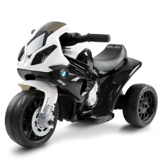 Rigo Kids Electric BMW S1000RR Ride-On Motorcycle - Black, 3-Wheel Suspension, 3km/h Speed, 25W Motor, Ages 3+