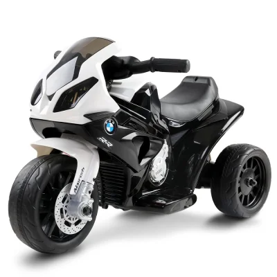 Rigo Kids Electric BMW S1000RR Ride-On Motorcycle - Black, 3-Wheel Suspension, 3km/h Speed, 25W Motor, Ages 3+