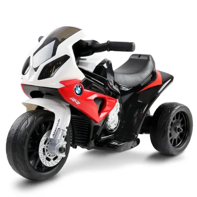 Rigo Kids BMW Licenced S1000RR Electric Police Motorcycle - Red, 3-Wheel Suspension, 3km/h Speed, for Ages 3+