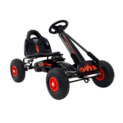 Rigo Kids Pedal Go Kart: Black, Rubber Tyres, Steel Frame, Adjustable Seat, Ages 3+, 30KG Capacity, Outdoor Fun Rigo Kids Pedal Go Kart: Black, Rubber Tyres, Steel Frame, Adjustable Seat, Ages 3+, 30KG Capacity, Outdoor Fun