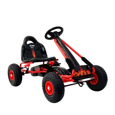Rigo Kids Pedal Go Kart - Red Racing Car with Rubber Tyres, Adjustable Seat, Safe Braking for Ages 3+, 30kg Capacity