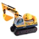 Keezi Kids Ride On Excavator Toy - Realistic Digger with Safety Helmet, Anti-Slip Tyres, 46-95cm, Ages 3-6, Yellow