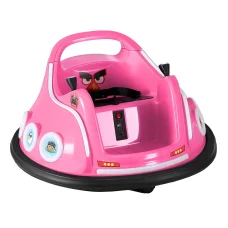 Rigo Kids Pink Electric Ride On Bumper Car, 360° Spin, Angry Birds Stickers, Remote Control, Safety Belt, Ages 3+