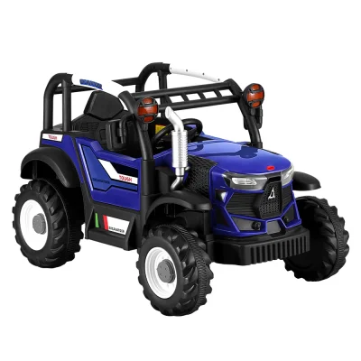 Rigo Kids 12V Electric Ride On Off-Road Jeep - Blue, Remote Control, Twin Motors, Safety Belt, Realistic Driving Fun