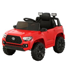 Toyota Tacoma Kids Electric Ride-On Car 12V, Remote Control, Red - Off-Road Jeep Toy with Safety Belt & MP3 Music