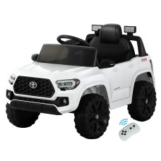 Toyota Tacoma Kids Electric Ride-On Car, 12V Off-Road Jeep with Remote Control, Safety Belt, Music, White, Ages 3+