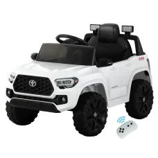 Rigo Toyota Tacoma Kids Electric Ride-On Car, 12V Off-Road Jeep with Remote Control, Safety Belt, Music, White, Ages 3+