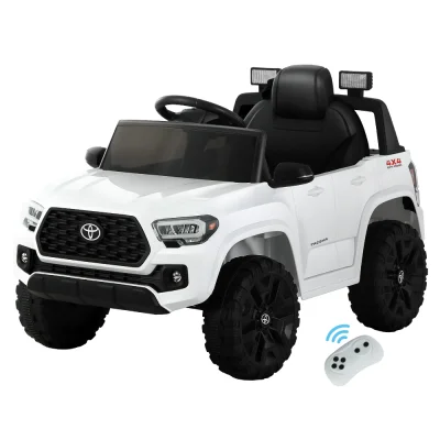 Rigo Toyota Tacoma Kids Electric Ride-On Car, 12V Off-Road Jeep with Remote Control, Safety Belt, Music, White, Ages 3+