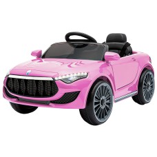 RIGO Kids 12V Electric Ride-On Car - Pink, Remote Control, Music, Headlights, Safe Seat Belt, Ages 3+, Maserati-Inspired
