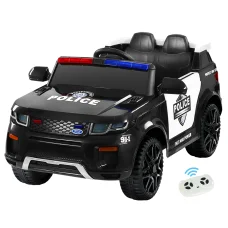 Rigo Kids Electric Ride On Patrol Police Car - Black, Remote Control, Music, Horn, Safe & Fun, 3-5km/h, 3+ Years
