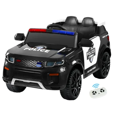 Rigo Kids Electric Ride On Patrol Police Car - Black, Remote Control, Music, Horn, Safe & Fun, 3-5km/h, 3+ Years