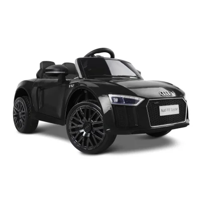 Audi R8 Spyder Kids Ride-On Car: Rigo Licenced Electric Sports Toy, Black, Remote Control, Music, Safety Belt, Ages 3+