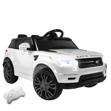 Rigo Kids 12V Electric Ride On Car SUV, Range Rover-Inspired, Remote Control, White, Safety Belt, Music, Lights, 3-8km/h