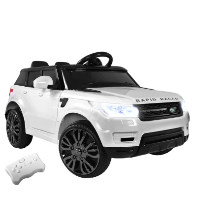 Rigo Kids 12V Electric Ride On Car SUV, Range Rover-Inspired, Remote Control, White, Safety Belt, Music, Lights, 3-8km/h