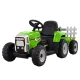 Rigo 12V Green Kids Electric Ride On Tractor with Detachable Trailer, LED Lights, Music, Safety Belt, and Keyless Start