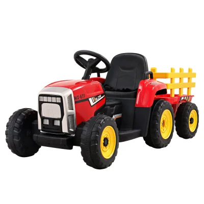 Rigo Kids 12V Electric Ride-On Tractor Car, Red - Realistic Driving, USB Music, Safety Features, 3-6km/h Speed, Ages 3+