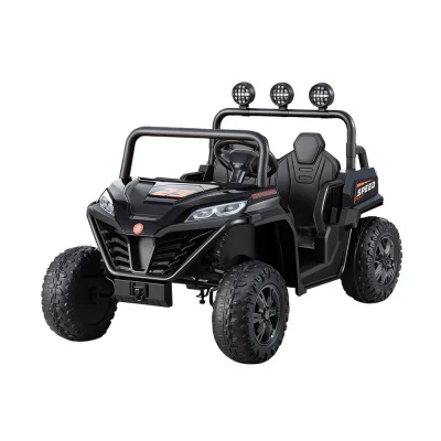 Rigo Black Kids Ride-On Car: Electric Toy with Remote, Headlights, Music, Safety Belt, 3+ Years, 120cm, 40kg Capacity