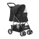 i.Pet 4 Wheel Pet Stroller, Black - Sturdy, Breathable with Mesh Screens, EVA Wheels, 600D Oxford, Easy One-Step Fold
