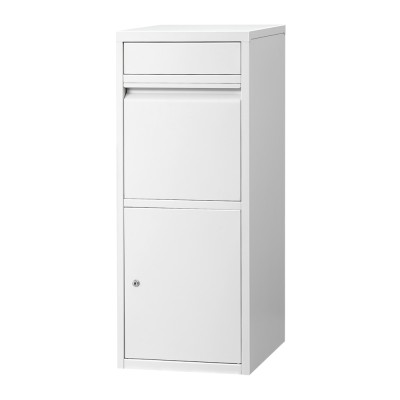 Gardeon Heavy-Duty Steel Parcel Letterbox Drop Box White, Weatherproof, 2 Slots, Large 102cm, Secure Lock, Cushion Base