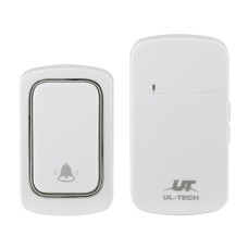 UL-tech Wireless Doorbell with LED, 38 Melodies, 4 Volume Levels, IP44 Waterproof, 350m Range, Easy Install, Plastic